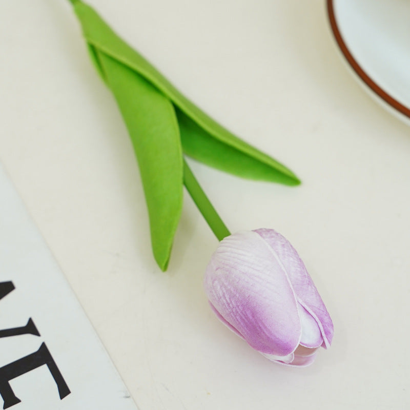 20 Packs 13.5 Inch Artificial Tulip Stems, Lifelike PU Silk Flowers for Spring Centerpieces, Easter Decor, Vase Arrangements
