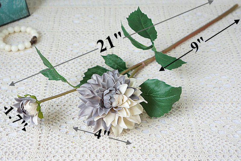 21 Inch Artificial Purple Dahlia Stems 10 Pcs Bulk Autumn Flowers Decoration