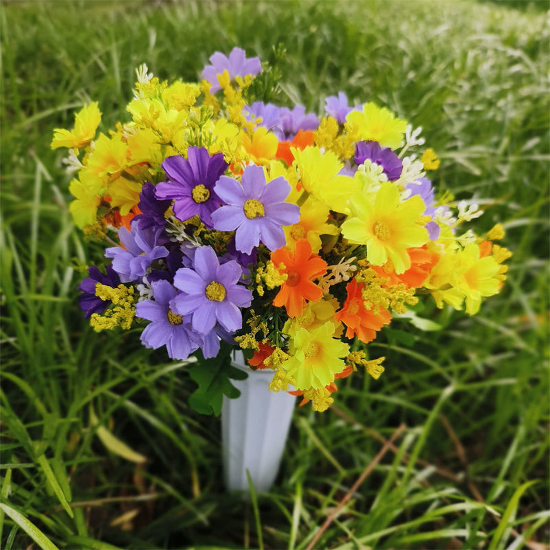 Artificial Cemetery Flowers Bulk in Vase 12 Inch Silk Floral Arrangements for Graves Memorials