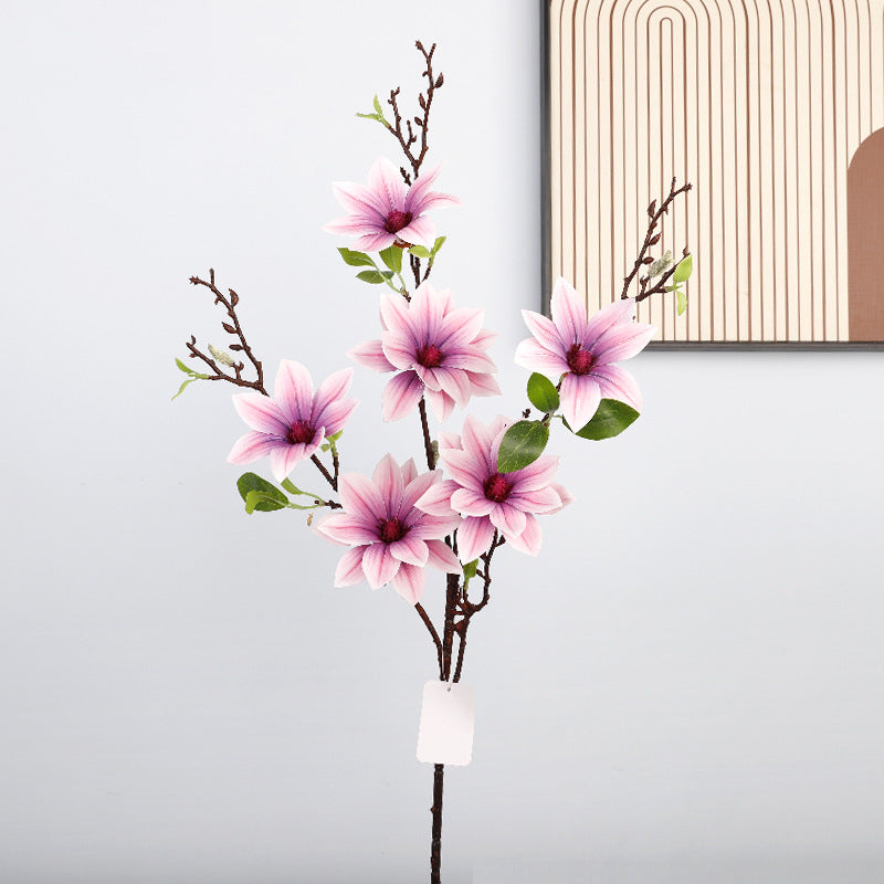 34 Inch Faux Magnolia Branch Spray – Artificial Magnolia Flower Stem, Bulk Spring Floral Arrangement