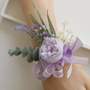 Purple Peony Corsage with Greenery, Bulk Artificial Silk Flowers, Wholesale Quantity