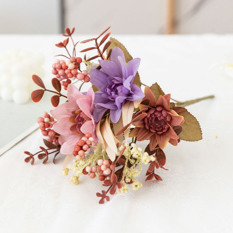 13 Inch Artificial Dahlia Flower Bush 10 Pcs Fall Decor Silk Flowers
