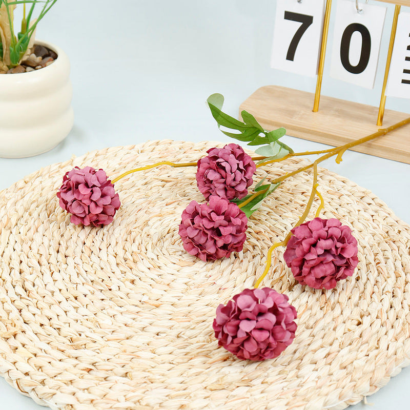 19.6 Inch Artificial Chrysanthemum Pom Ball Flower Branches Bulk Quantity