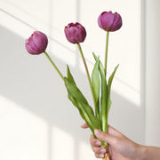 Real Touch Tulips Bouquet, 10 Stems, Soft Latex Artificial Flowers, 12 Inch, Pink