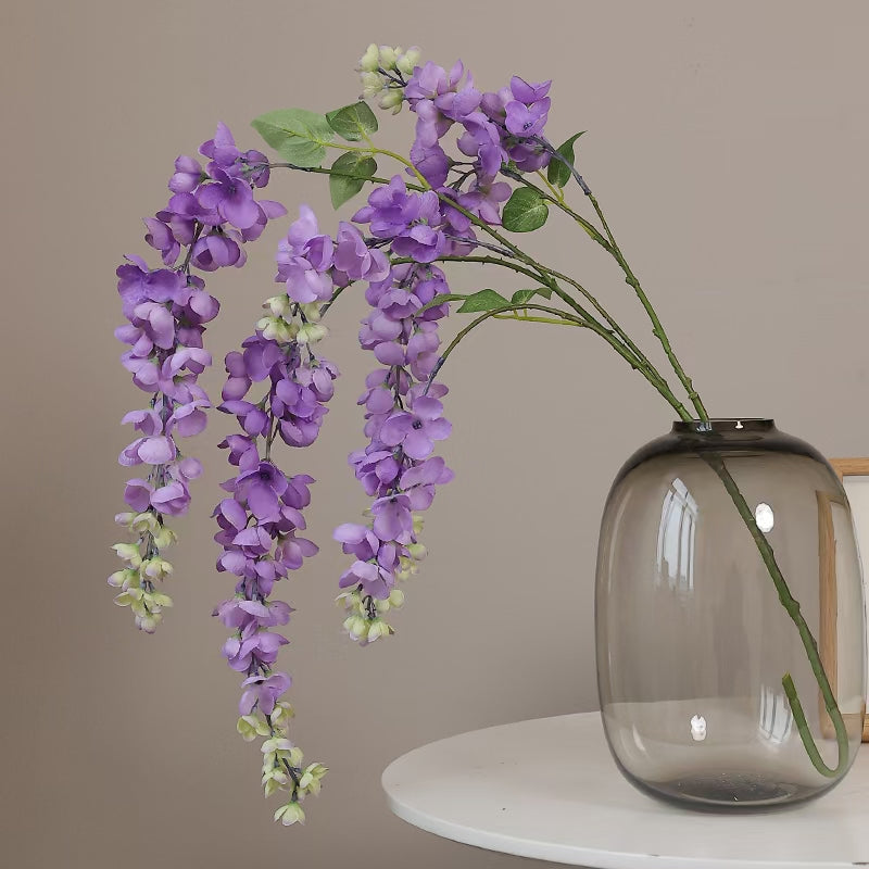 Bulk Exclusive Extra Long Wisteria Stems Violet Artificial Hanging Flowers for Tall Vases and Event Decor Wholesale