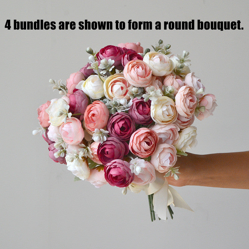 12.6 Inch Silk Ranunculus Bouquet, 1 Stem, Artificial Flower for Wedding Centerpieces, Home Decor, Spring Events