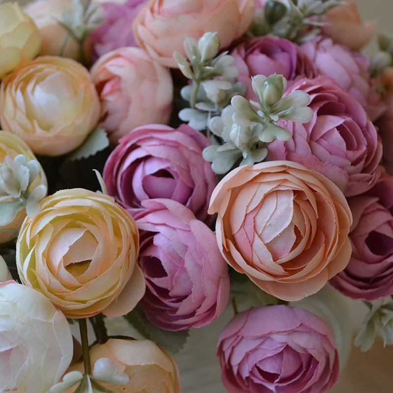 12.6 Inch Silk Ranunculus Bouquet, 1 Stem, Artificial Flower for Wedding Centerpieces, Home Decor, Spring Events