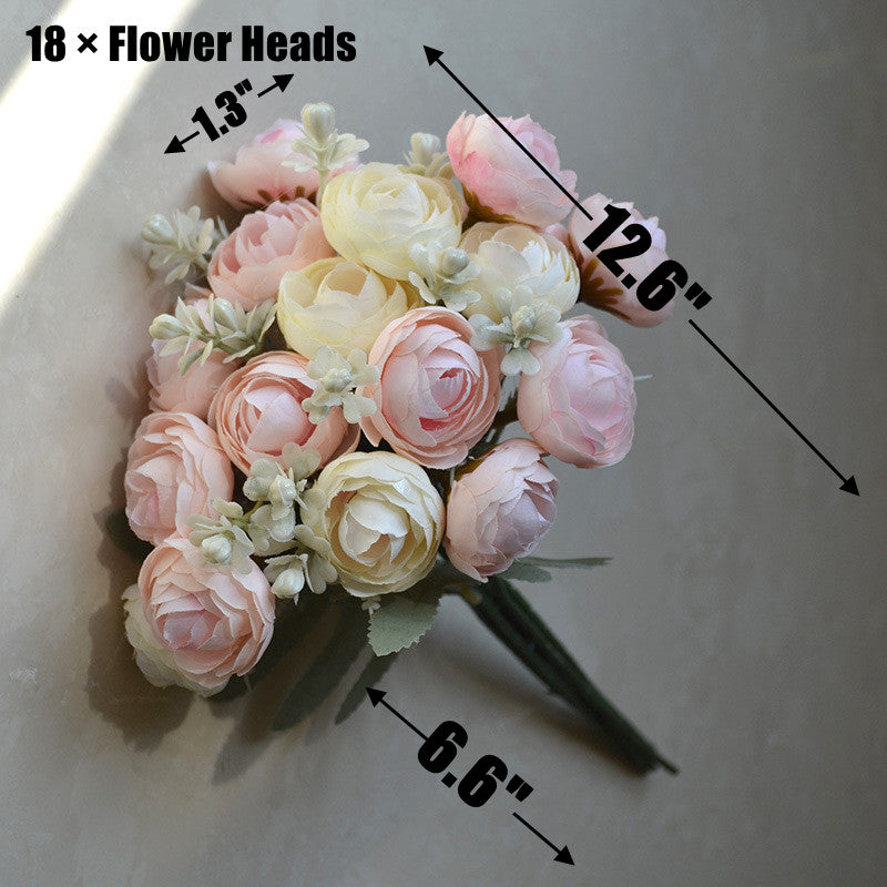 12.6 Inch Silk Ranunculus Bouquet, 1 Stem, Artificial Flower for Wedding Centerpieces, Home Decor, Spring Events