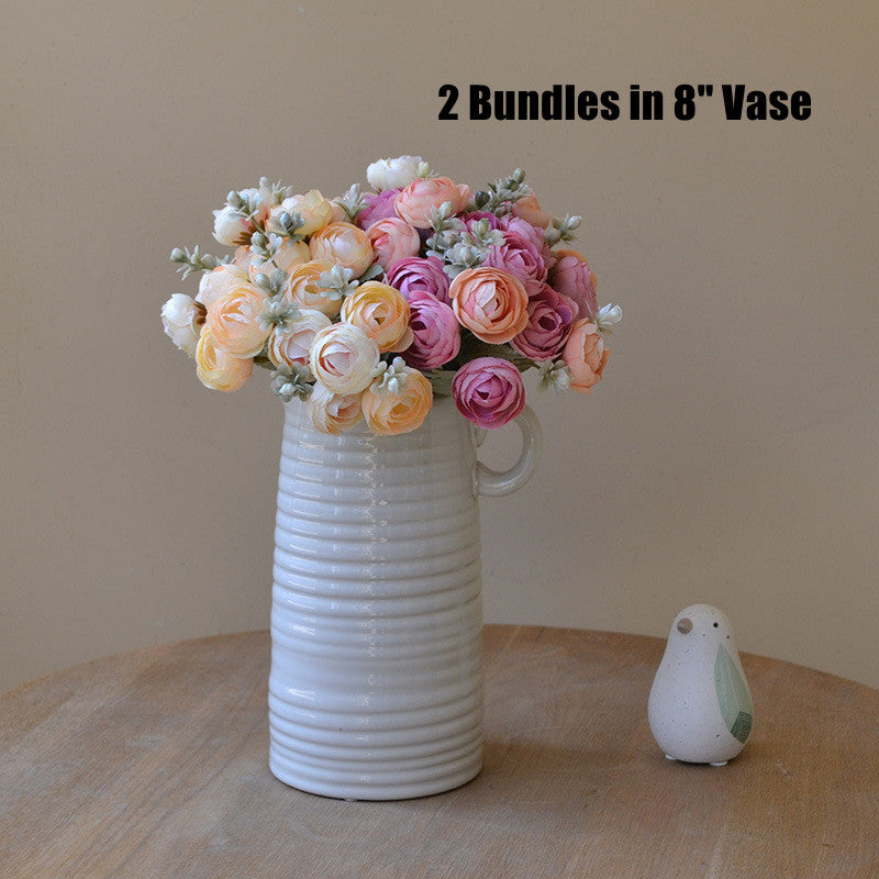 12.6 Inch Silk Ranunculus Bouquet, 1 Stem, Artificial Flower for Wedding Centerpieces, Home Decor, Spring Events