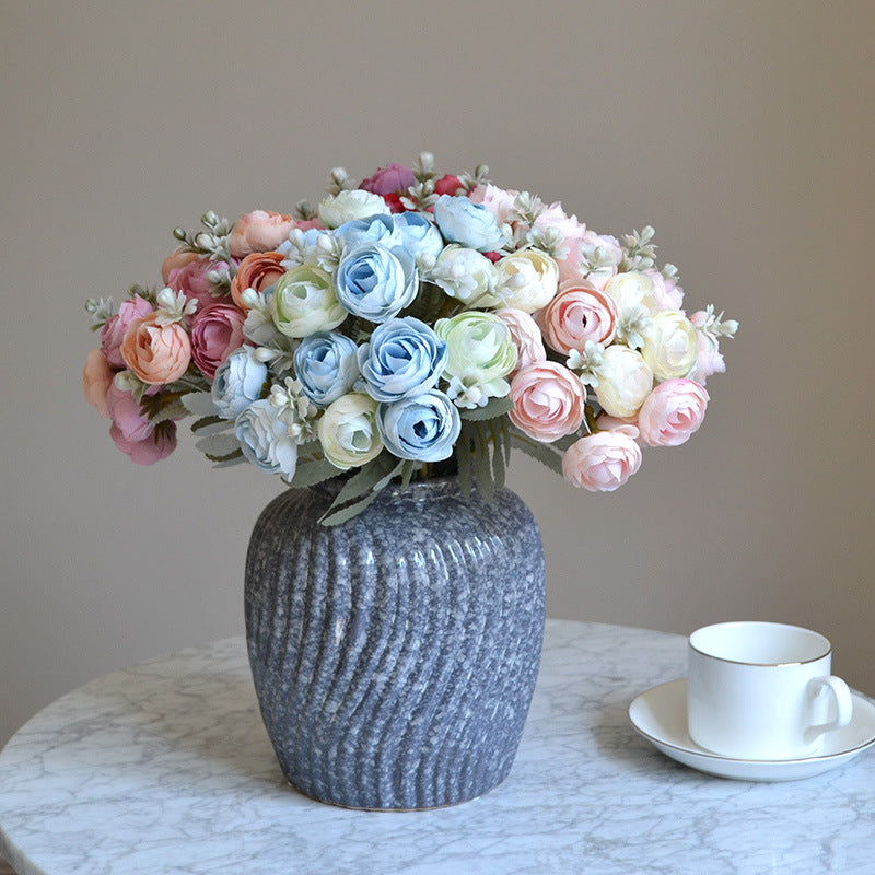 12.6 Inch Silk Ranunculus Bouquet, 1 Stem, Artificial Flower for Wedding Centerpieces, Home Decor, Spring Events