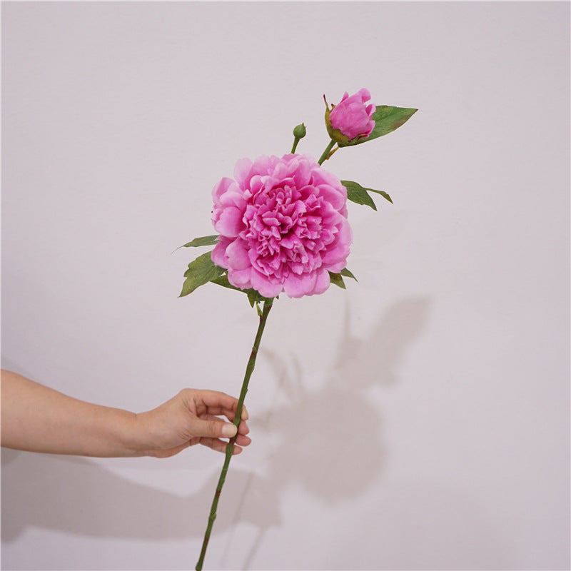 Real Touch Peony Stem Artificial Silk Flower 18 Inch Single Stem