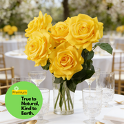 25.6 Inch Yellow Real Touch Rose Stems 6 Pcs Lifelike Silk Artificial Flowers for Wedding Home Decor