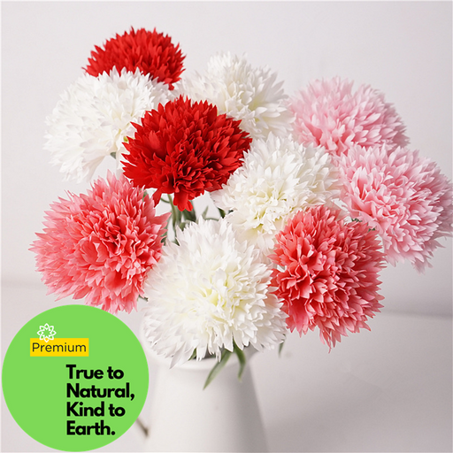 19.6 Inch Real Touch Artificial Carnations - Lifelike Silk Flowers for Wedding and Home Decor