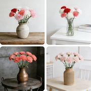 19.6 Inch Real Touch Artificial Carnations - Lifelike Silk Flowers for Wedding and Home Decor