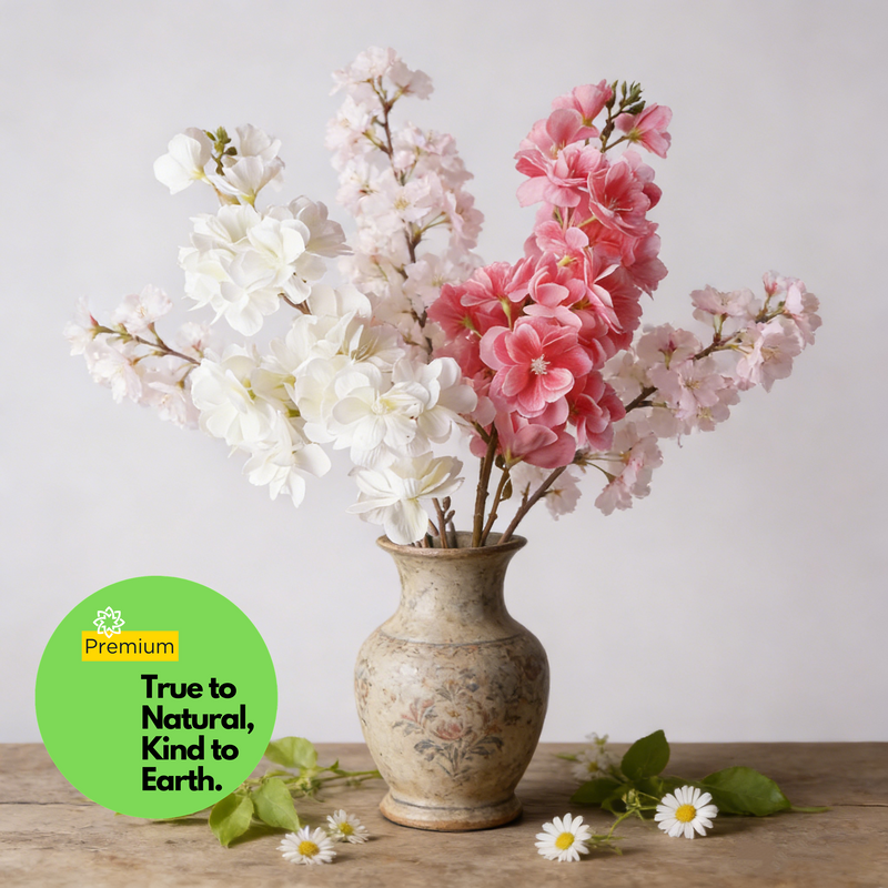 27.5 Inch Real Touch Cherry Blossom Artificial Flower Stem for Wedding and Home Decor