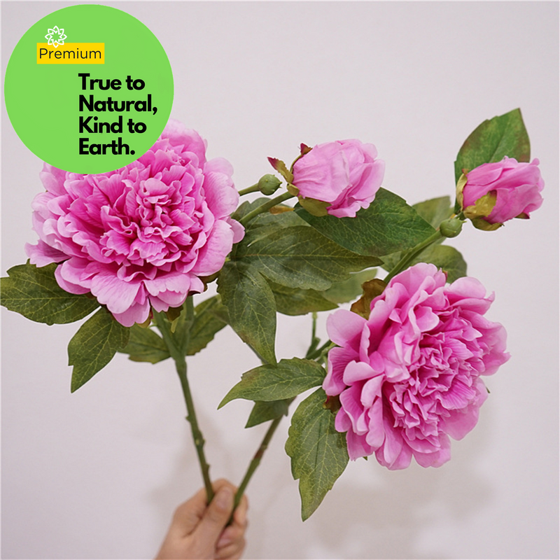 Real Touch Peony Stem Artificial Silk Flower 18 Inch Single Stem