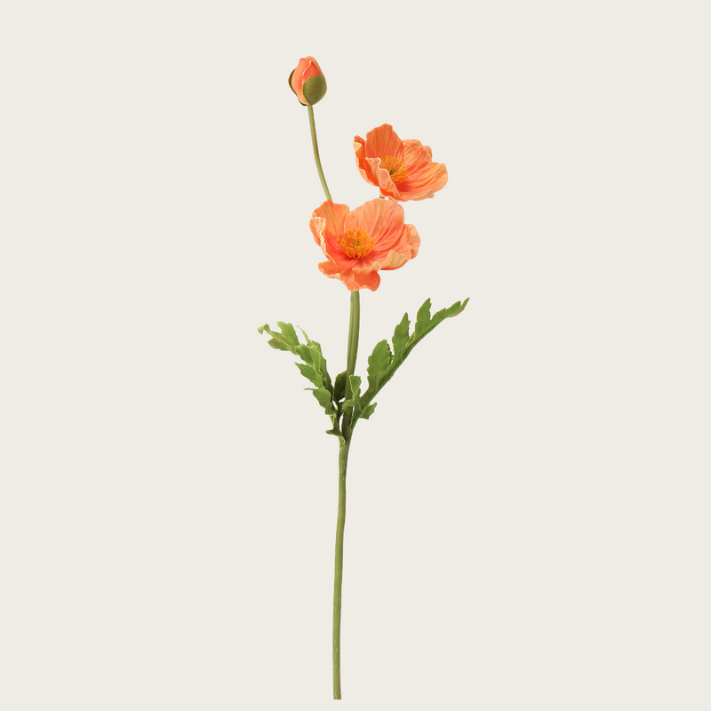 Real Touch Poppy Flower Stem 14 Inch Artificial Silk Stem