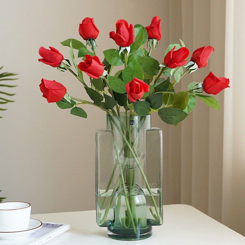 21 Inch Real Touch Rose Buds Stems 10 Pcs Artificial Silk Flower Arrangements