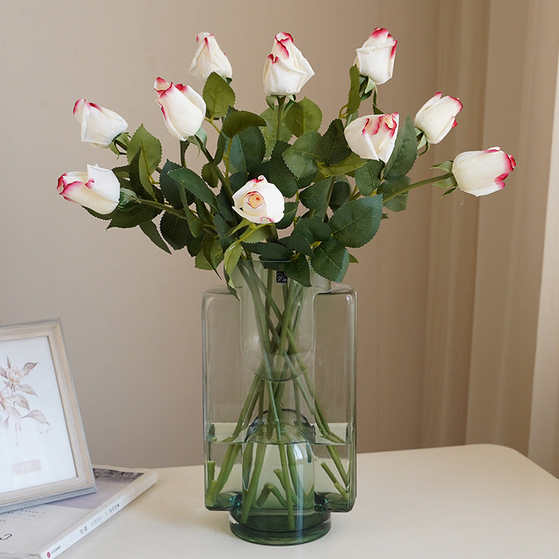 21 Inch Real Touch Rose Buds Stems 10 Pcs Artificial Silk Flower Arrangements
