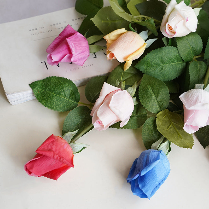 21 Inch Real Touch Rose Buds Stems 10 Pcs Artificial Silk Flower Arrangements