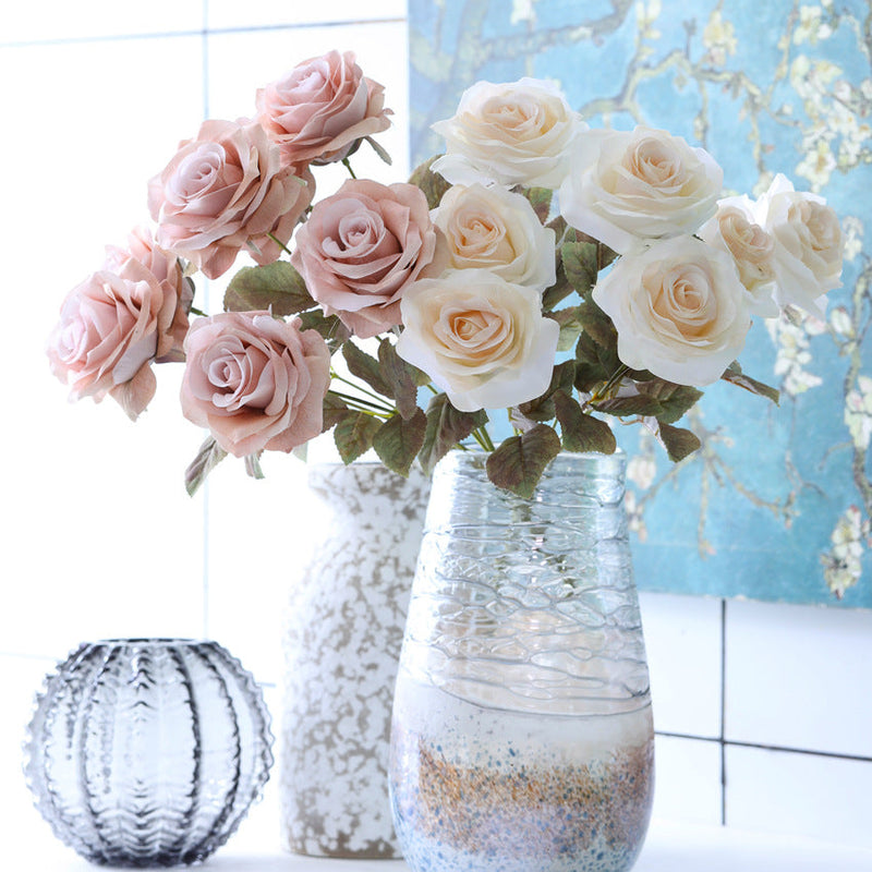 18 Inch Artificial Rose Bush 10 Pcs UV Resistant Silk Flowers for Indoor Outdoor Use