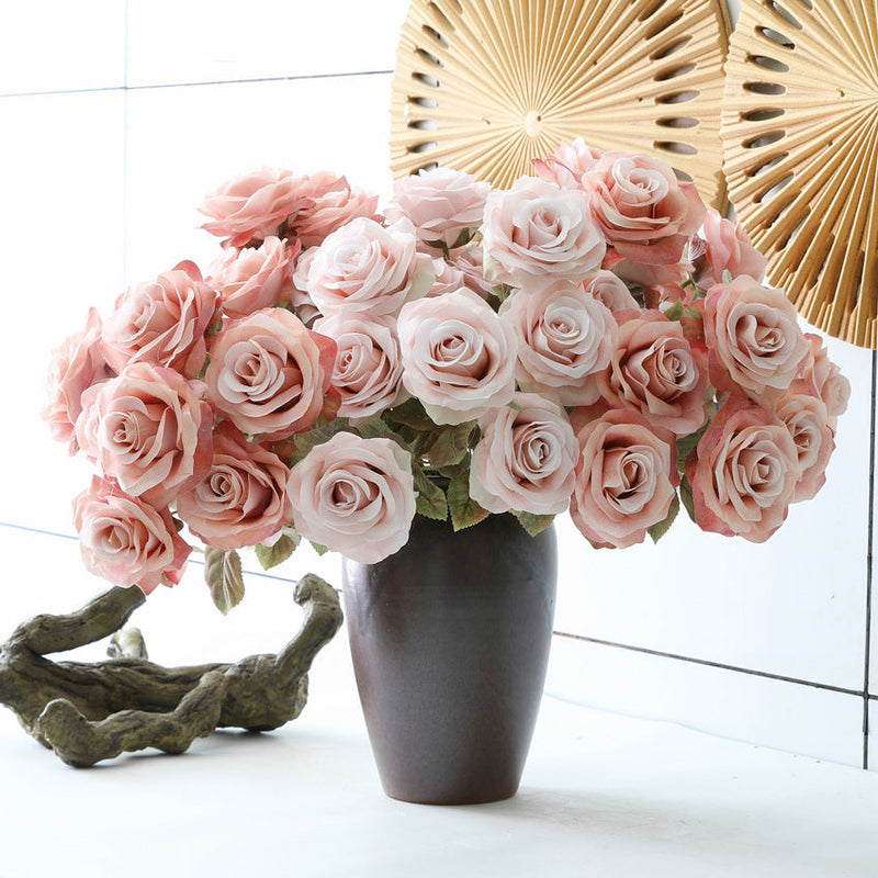 18 Inch Artificial Rose Bush 10 Pcs UV Resistant Silk Flowers for Indoor Outdoor Use