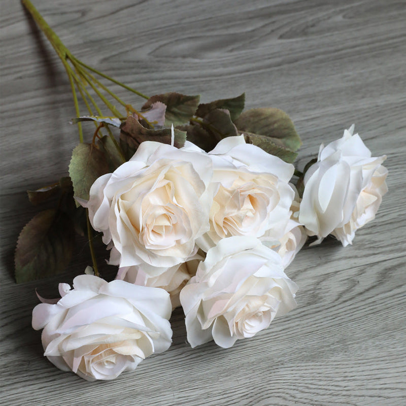 18 Inch Artificial Rose Bush 10 Pcs UV Resistant Silk Flowers for Indoor Outdoor Use