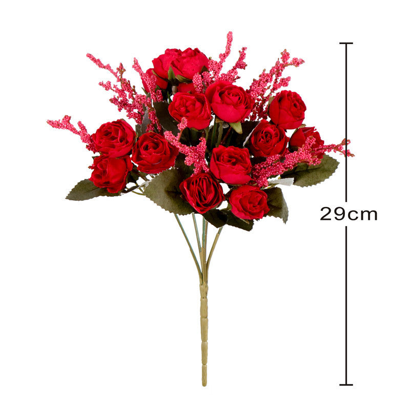 3PCS Floral Velvet Rose Bouquet - Faux Silk Flowers for Table Centerpiece Decor