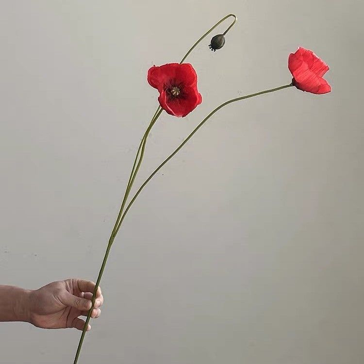 23 Inch Silk Poppy Stems 10 Pcs Artificial Flowers for Autumn Decor Bulk Wholesale
