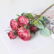 20 Inch Burnt Peony Spray Stems 6 Pcs Artificial Silk Fall Flowers Branches