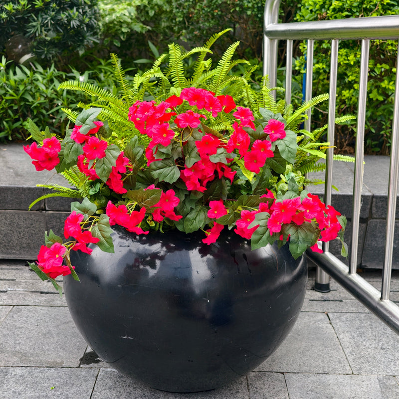Lush Faux Petunia Bush, 25.5" Cascading Bundle with 150 Blooms, UV Resistant Artificial Flowers for Outdoor Planters, Porch Decor, Wedding