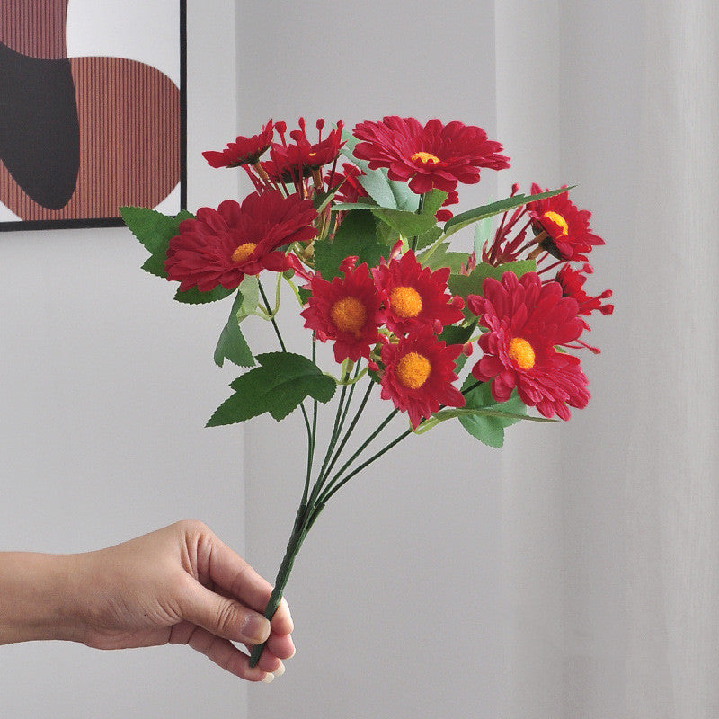 11.8 Inch Gerbera Bush Bouquet 10 Pcs Faux Silk Artificial Flowers Arrangement