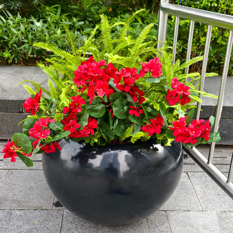 Bulk Long Stem Faux Geraniums, 12 Stems UV Resistant, 25" Tall Artificial Flower Bush for Outdoor Planter, Porch Decor, Wedding, DIY Floral Arrangements