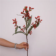 21 Inch Artificial Eucalyptus Fruit Branches 3 Stems Lifelike Silk Green Foliage for Wedding Home Decor
