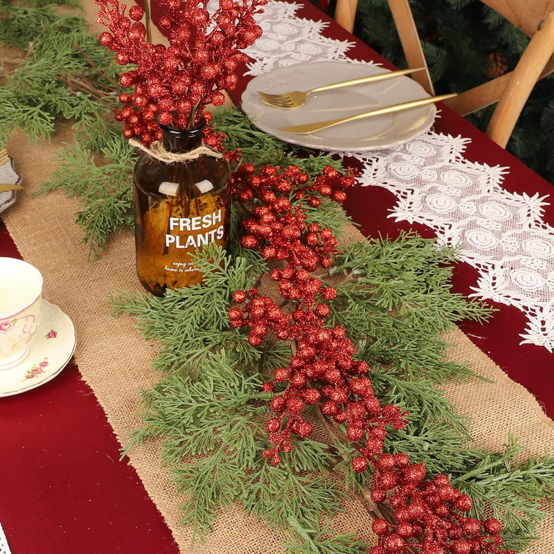 30 Pcs Christmas Glitter Berry Stems Artificial Holiday Decoration Ornaments
