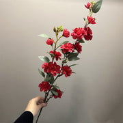 35 Inch Artificial Quince Blossom Branch 1 Pc Spring Floral Decor