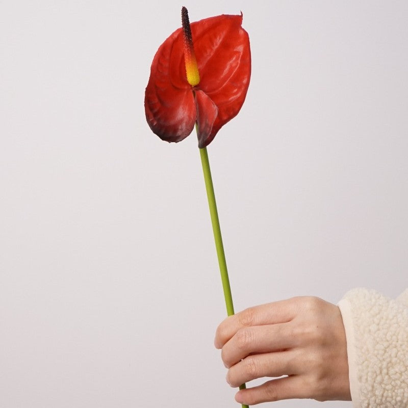 15 Inch Real Touch Anthurium Stem - Lifelike Artificial Flower for Wedding and Home Decor