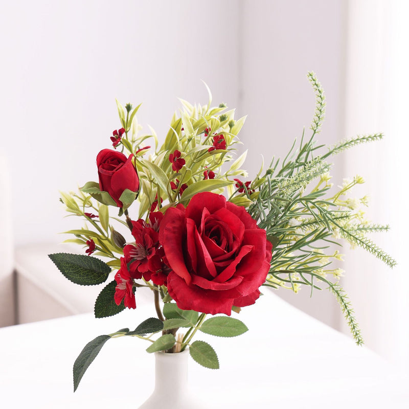 16.5 Inch Artificial Rose Bouquet with Mixed Greenery, 1 Bulk Wedding Flower Arrangement