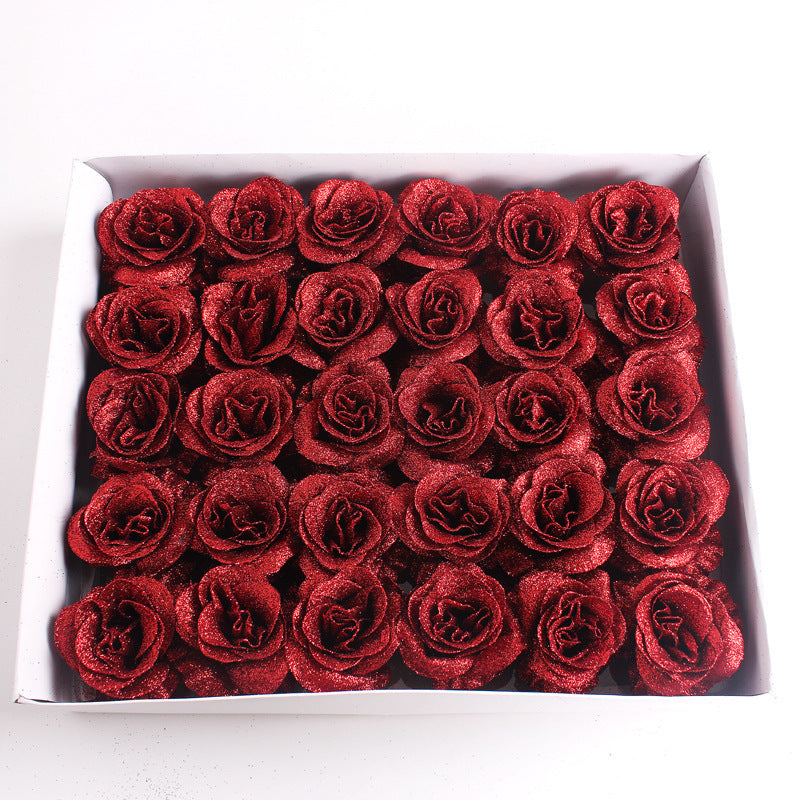 30 Pcs Artificial Glitter Roses Bouquet, 12 Inch DIY Silk Flowers for Weddings Anniversary
