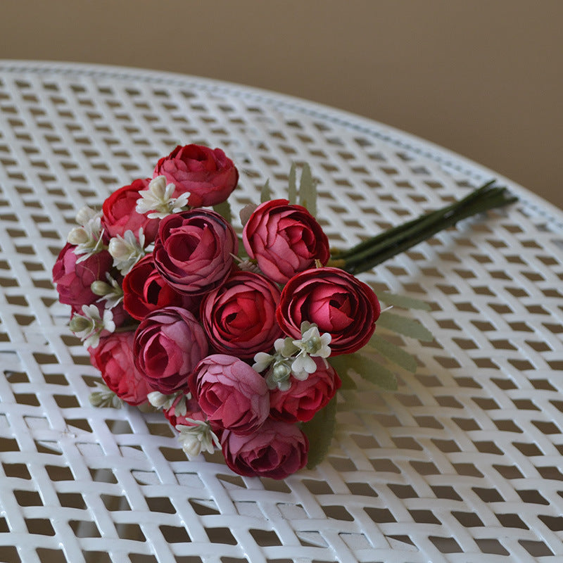12.6 Inch Silk Ranunculus Bouquet, 1 Stem, Artificial Flower for Wedding Centerpieces, Home Decor, Spring Events