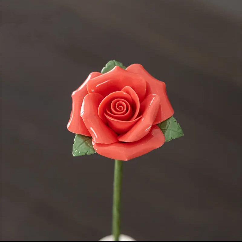 Porcelain Rose Flower Stems 10 Pcs Ceramic Craft Floral Decoration Bulk