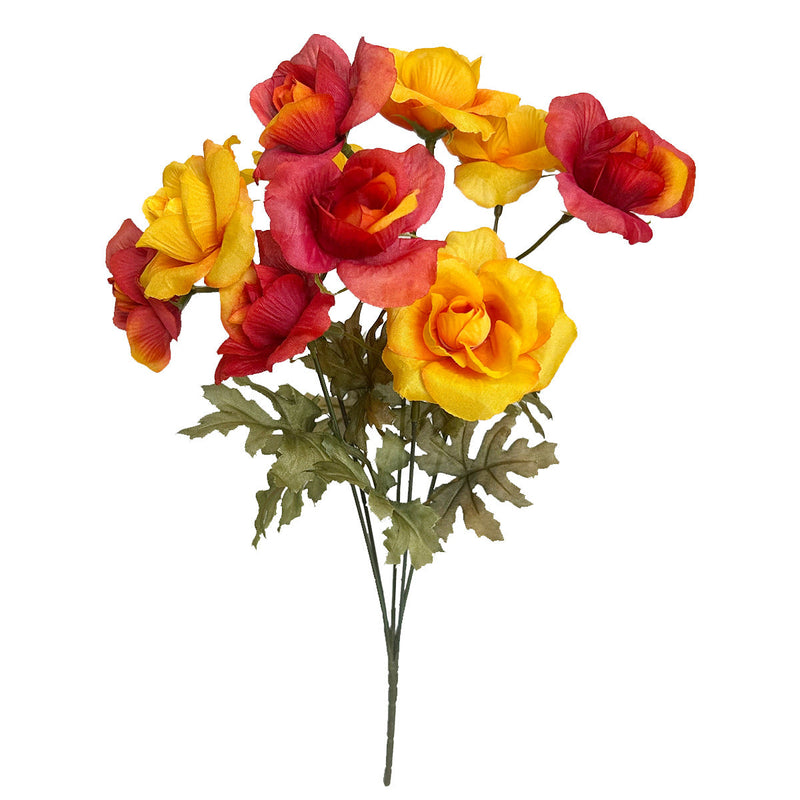 14.9 Inch Artificial Rose Bush Bouquet, 1 Pc Faux Silk Flower Arrangement for Fall Autumn Home Decor