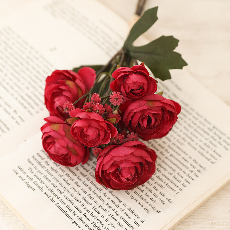 12.5 Inch Artificial Autumn Ranunculus Bouquet, 10 Pcs Realistic Fall Flowers for Thanksgiving Tabletop, Wreath, DIY Decor