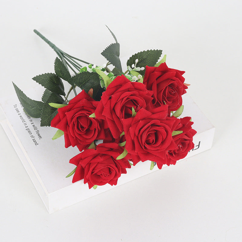 11 Colors 14 Inch Velvet Artificial Rose Bush Stems Bulk 11 Pcs Silk Flowers