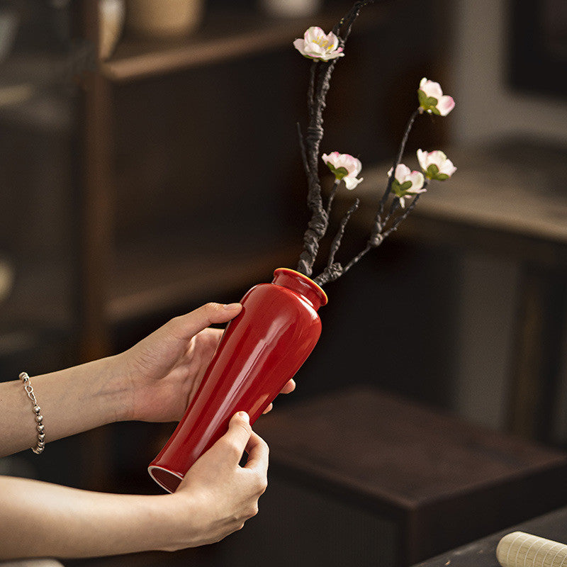 Bulk 7.8" Red Ceramic Vases for Centerpieces Wholesale