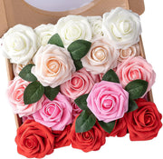 25 Pcs Foam Rose Stems Real Touch Artificial Flowers for Wedding DIY Bulk