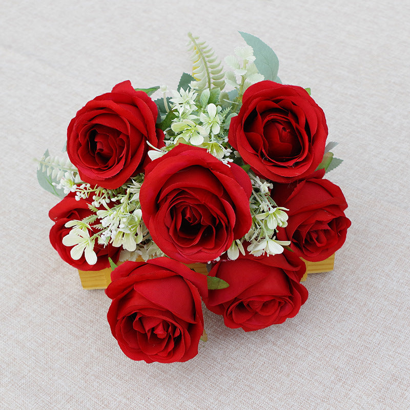 10 Pcs Artificial Silk Rose Bush Bouquet, 19 Inch Tall, 7 Heads Each