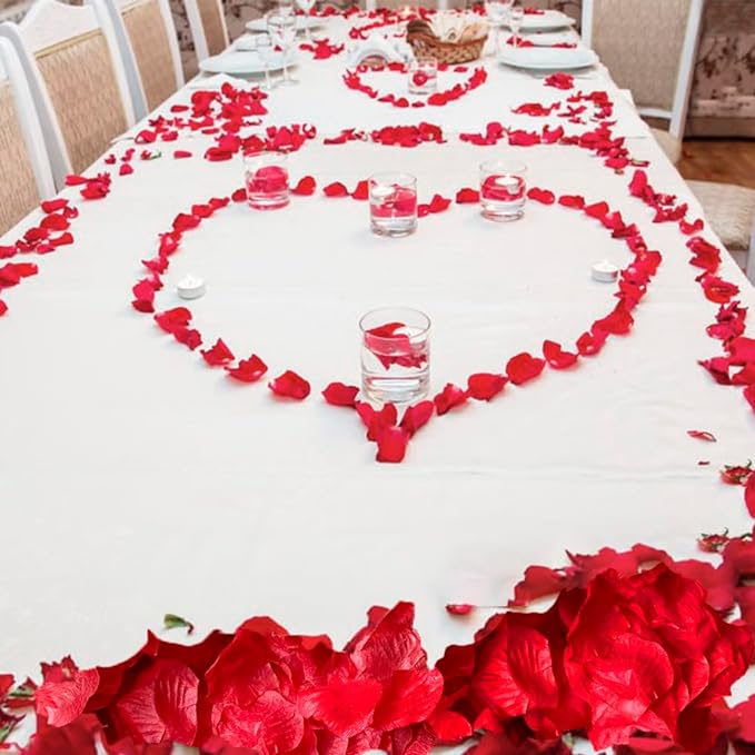 Faux Rose Petals for Wedding Engagement Decorations, Artificial Silk Flower Petals, 200 Pcs