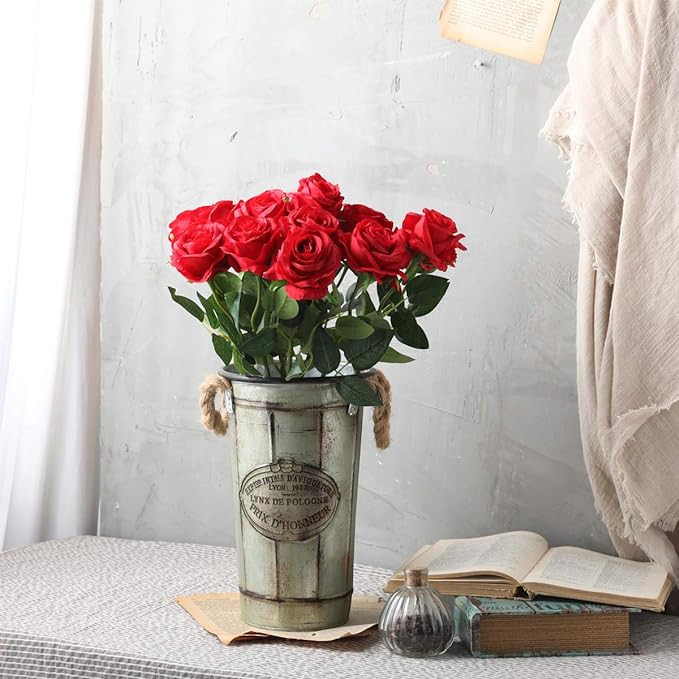 10 Pcs 19 Inch Artificial Silk Rose Flower Bouquet Bulk Wholesale