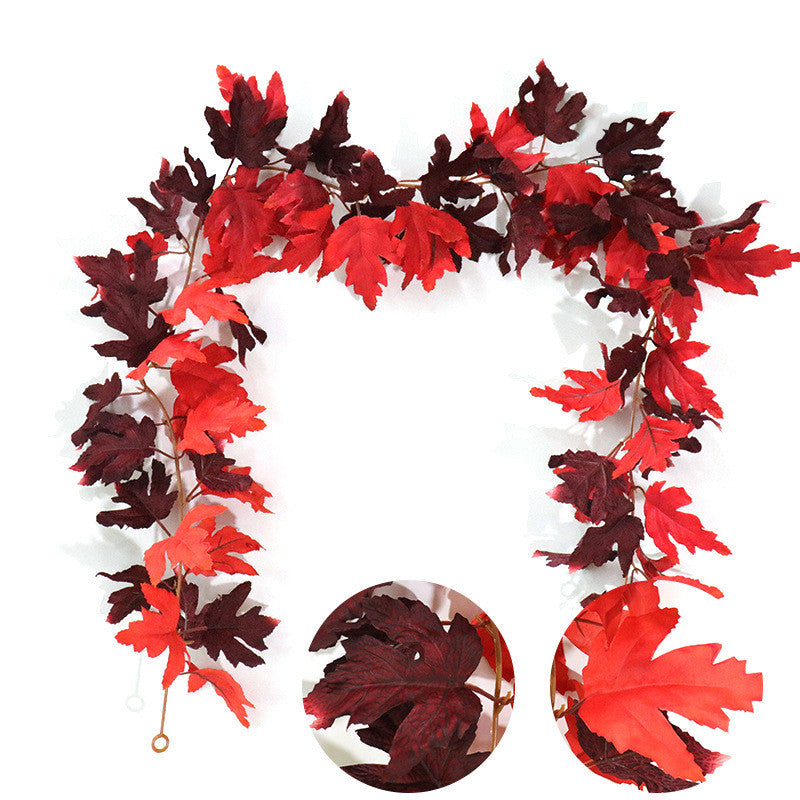 70 Inch Artificial Fall Plum Red Maple Leaf Vines – 70 Pcs Autumn Decor